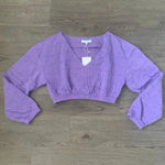 Emory park  Long Sleeve Quilted‎ Crop Top - Size M - Purple - NWT Photo 2