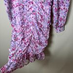 ZARA  Purple Pink Floral Ruched Sheer Long Sleeve Mini Dress Size Small Photo 8