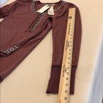 Mystree  Maroon Geometric Trim Top long sleeve pullover minimalist Boho Y2K Photo 5