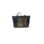 Bueno Vintage Christmas Tree Beaded Black Shoulder Tote Bag 9X3X12.5 Holiday Photo 1