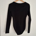 Topshop NEW  Black Bodysuit Cutout Front Ring Long Sleeve Goth Fall Mod 70s Photo 7