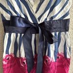 Vtg Babydoll Top Womens S Blue Striped Coquette Y2K Soft Girl Fairy Club Wear Size 4 Photo 2