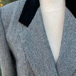 Vintage 80s Suits Ltd Velvet Tweed Black White Skirt Suit 12 14 Gray Photo 7
