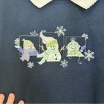 Vintage Grannycore Grandma Sweater Snowman Embroidered Collared Top Stitch‎ 3XL Blue Size 3X Photo 1