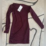 ZARA SHINY ASYMMETRIC DRESS - BURGUNDY Photo 4