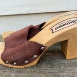 Ellemenno Vintage  Made in Italy Brown Tooled Leather Heeled Slide in Mules 8M Photo 3
