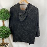 POL  Black & Gray Distressed Half Length Sleeve Hoody Top M Photo 1