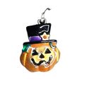 Halloween AJMC Jack O Lantern Pumpkin Earrings Gold Tone Enamel Top Hat NEW Photo 1