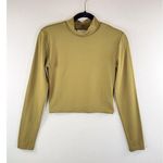 Babaton Aritzia Womens Top Green Cropped Mock Neck Long Sleeve Pullover Medium Photo 0