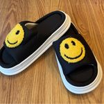 Black and Yellow Smiley Face Slipper Slides Size 8 Photo 0