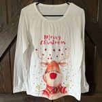 Merry Christmas Reindeer White Top Size M Photo 0