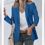NEW Cicy Bell Casual Open Front Long Sleeve Career Suit Jackets Blazer M Blue Size M Photo 0