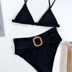 black front buckle high waist swimsuits Photo 3
