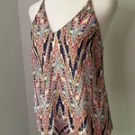 Lavender Brown cream tribal print silk tank top size XS Photo 2