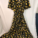 BloomChic Citrus Lemons Print Belted Surplice Neck Split Dress Size 18 Photo 0