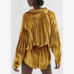 Urban Outfitters  Gold Velvet Romper Long Sleeve Boho One Piece Photo 1