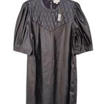 SACHIN + BABI Faux Leather Short Sleeve Shift Mini Dress Crew Neck Black Size XL/16 New Photo 3