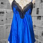 Victoria's Secret Royal Blue Satin Lace Babydoll Cami Top Y2K Lingerie Large Photo 1