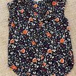 Daniel Rainn Navy Blue & Floral V-Neck Cap Sleeve Blouse S Photo 0