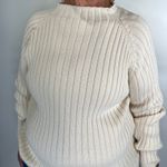 Vintage 90s Ribbed Knit Sweater Ivory Mock Neck Long Sleeve Sag Harbor Fisherman White Size XL Photo 1