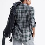 Madewell Shirt Womens XS Green Gray Washburn Plaid Flannel Zip Popover Campcore Photo 9