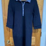 Talbots Preppy Back to School Navy Gingham Collar Piqué Polo Shirt Dress Medium Photo 0