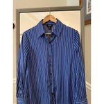 Jones & Co Blue Pinstripe Button Down Shirt Small Photo 3