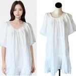 BeachLunchLounge NWT Beach Lunch Lounge Gauze Dress Women Size L White Cotton Short Sleeve Beach Photo 1