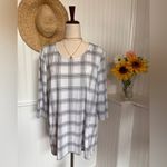 Croft & Barrow White Plaid Print Scoop-neck Swing Top Photo 2