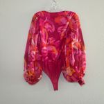Flying Tomato  Floral Bodysuit Pink Orange Long Sleeve coquette boho Sheer Size S Photo 8