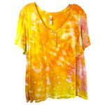 White Stag Plus Size 3X Top Handmade Tie Dye Beaded Sequin Yellow Cotton 862 Photo 1
