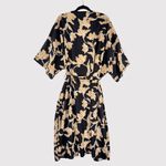Maison Du Soir Womens Robe Black Selena Floral Kimono Wrap Waist Tie Boho L/XL Size L Photo 2