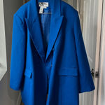 Vintage Cobalt Blue Oversized Women's Blazer Jacket Double Breasted UK 24/ US 20 Size undefined Photo 0