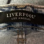Liverpool Women's Blue Straight Leg High Rise Frayed Raw Hem Crop Denim Jeans 8 Photo 3