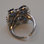 Luxury Geometric Faux Sapphire & Cubic Zirconia Floral Ring Silver Photo 2