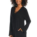 La Blanca Beachcomber Coverup V-Neck Tunic Black Size Small NEW Photo 1