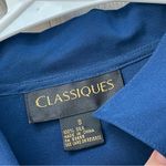 Classiques Silk Shirt button up pleat back womens Navy Blue (small) vintage chic Photo 1