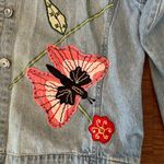 Vintage Y2K White Stag Butterfly Floral Embroidered Denim Jacket Size XL Boho Photo 2