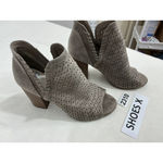 Fergalicious Womans By Fergie Slip On Tan Faux Leather Open Toe Bootie 6m Photo 1