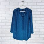 Torrid Georgette Bow Tie Teal Dotted Blouse Size 2 Photo 3