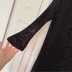 Free People  Rosalind Crochet Open Knit Bell Sleeve Mini Dress Black Sz XS Boho Photo 8