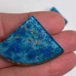 Vintage Earrings Blue & Gold Flecks Triangular/Fan Shaped EUC OS Artsy Abstract Photo 5