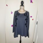 Ivy Jane Waffle Weave Thermal High Lo Dark Grey Tunic with Button Detail Size M Photo 0