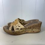 Mudd Vintage Y2K Beaded Rattan Braid Slip On Wedge Cork Sandals 6.5 Beach Travel Photo 3