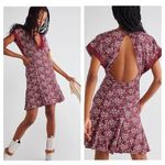 Free People Sweet Talker Lace Mini Dress Size XS Burgundy Floral 90s Grunge Boho Photo 1