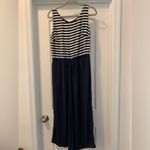 Talbots Cinch Waist Wide Leg Jumpsuit Size 8 Nautical Vibe Navy Blue Stripe Photo 6