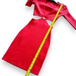 Bebe NWT  Coral Red Rosey Cut Out Mini Sweater Dress - Medium Photo 7