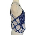 Free People  Indigo Call On Me Diamond Printed Top Blouse Asymmetrical Straps M Photo 6