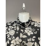 White House | Black Market Shirt Womens Medium Black White Floral Mesh Mock Neck Photo 3