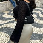 Bershka  Shredded Cropped Bell Sleeve Sweater Black Photo 1